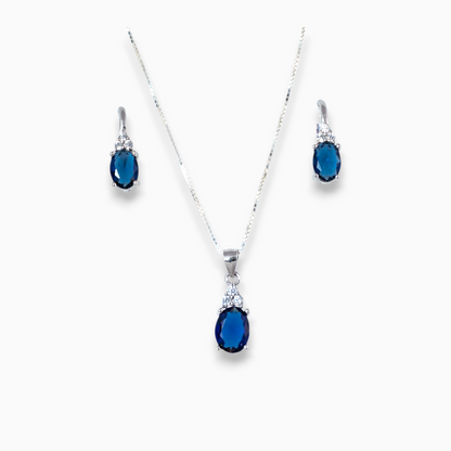 Juego circonia azul - Plata 925