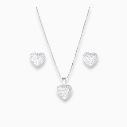 Set 'Corazón curvo' – Plata Ley 925