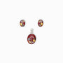 Juego de joyería en plata ley 925 con diseño de flores artísticas detalladas, incluye aretes de topo y dije sobre fondo blanco.
