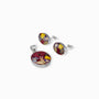 Juego de joyería en plata ley 925 con diseño de flores artísticas detalladas, incluye aretes de topo y dije sobre fondo blanco.
