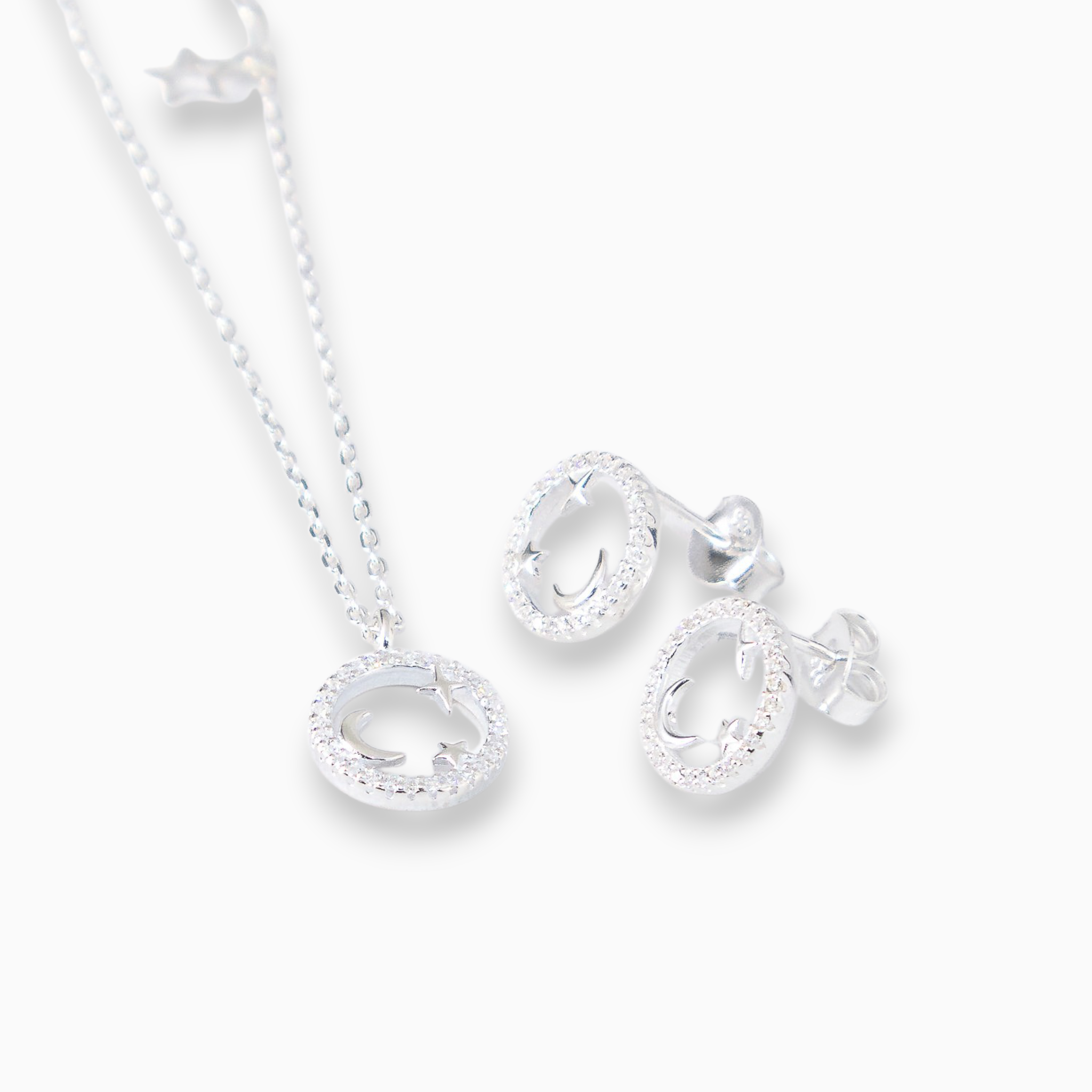 Set 'Noche Mágica' – Luna y Estrellas en Plata Ley 925