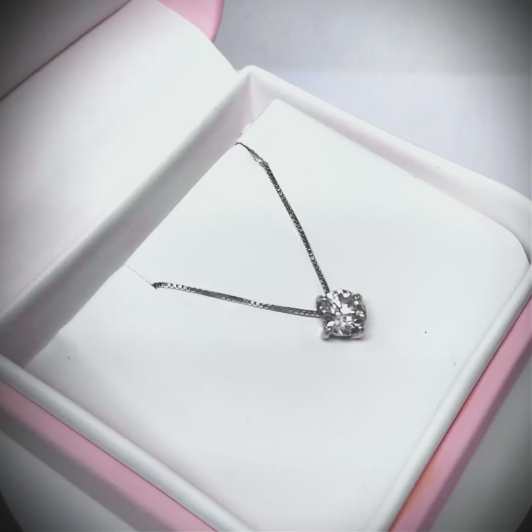 Collar solitario en plata ley 925 con moissanita de alta calidad para mujer
