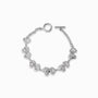 Pulsera eslabonada de 19cm en Plata Ley 925 rodinada con eslabones de corazones con circones y broche de timón T-toggle.