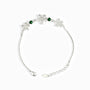 Pulsera con flores de 5 pétalos en plata ley 925 y circones verde esmeralda.   