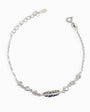 Pulsera diseño de hoja con circones blancos en plata ley 925.
