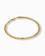 Pulsera de oro amarillo de 18 quilates con tejido tipo escalera de 4 mm de ancho y 20 cm de largo sobre fondo blanco.
