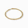 Pulsera de oro amarillo de 18 quilates con tejido tipo escalera de 4 mm de ancho y 20 cm de largo sobre fondo blanco.
