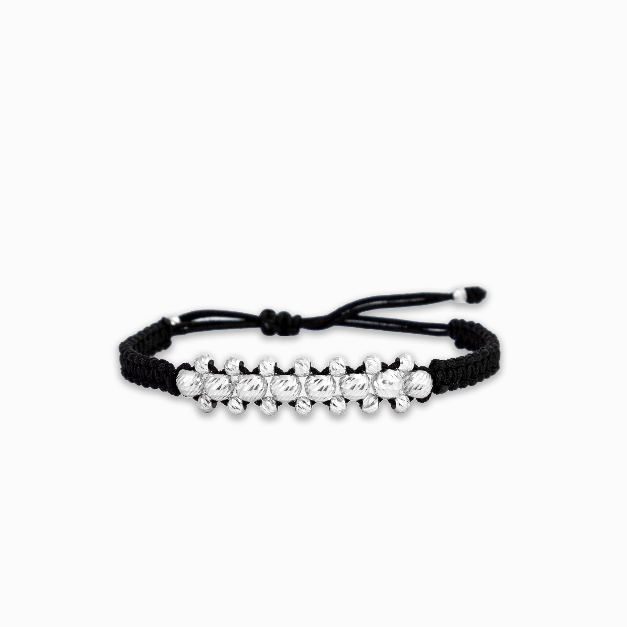 Pulsera "Éter" – Balines Diamantados y Tejido Ajustable en Plata 925