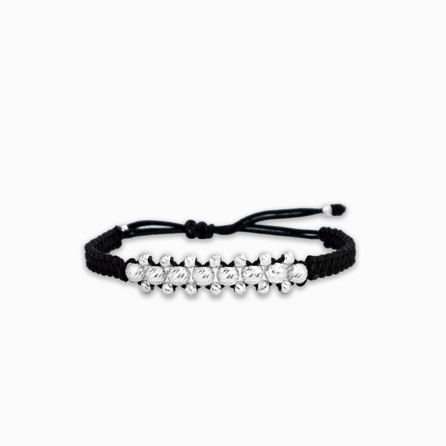 Pulsera "Éter" – Balines Diamantados y Tejido Ajustable en Plata 925