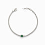 Pulsera tennis en plata ley 925 con esmeralda fina de 4.5x3 mm y circón verde central.