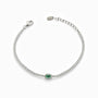 Pulsera tennis en plata ley 925 con esmeralda natural y halo de circones verdes y blancos.