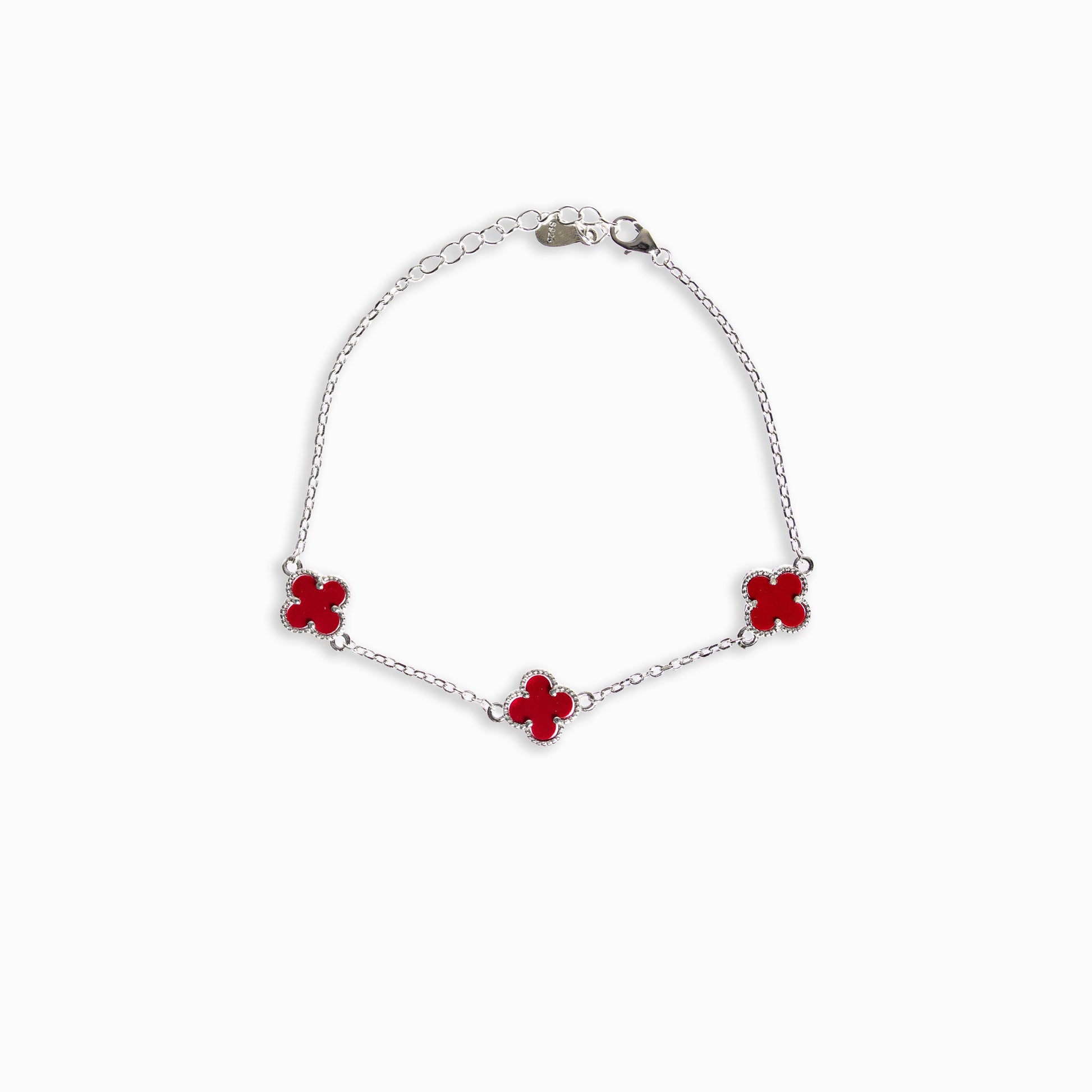 Pulsera Trébol  – Plata 925 y Rojo Style