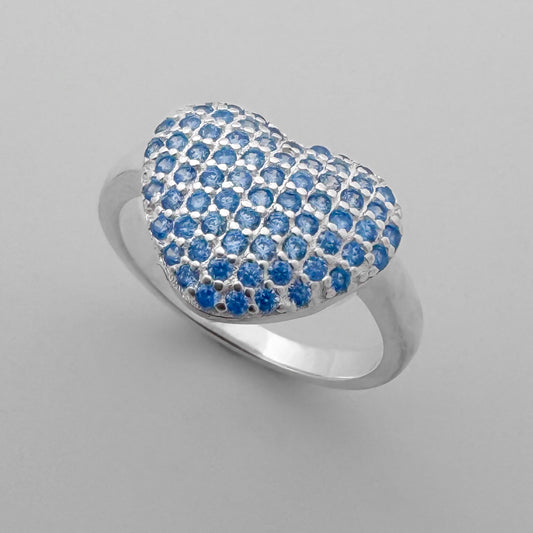 Anillo corazón azul y rosado