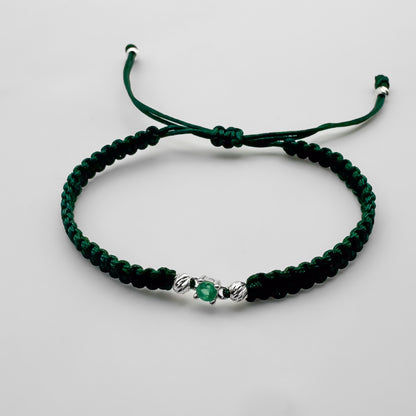 Pulsera Tejida con Esmeralda