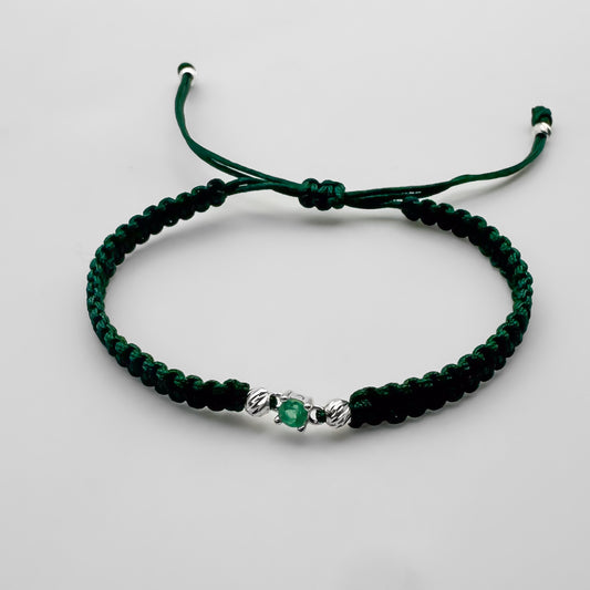 Pulsera Tejida con Esmeralda