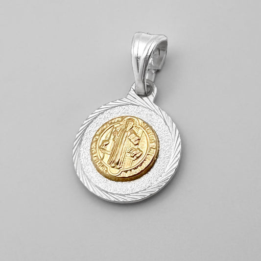 Dije en oro plata San Benito grande