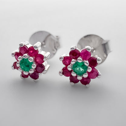 Topos flor con Rubíes y Esmeraldas