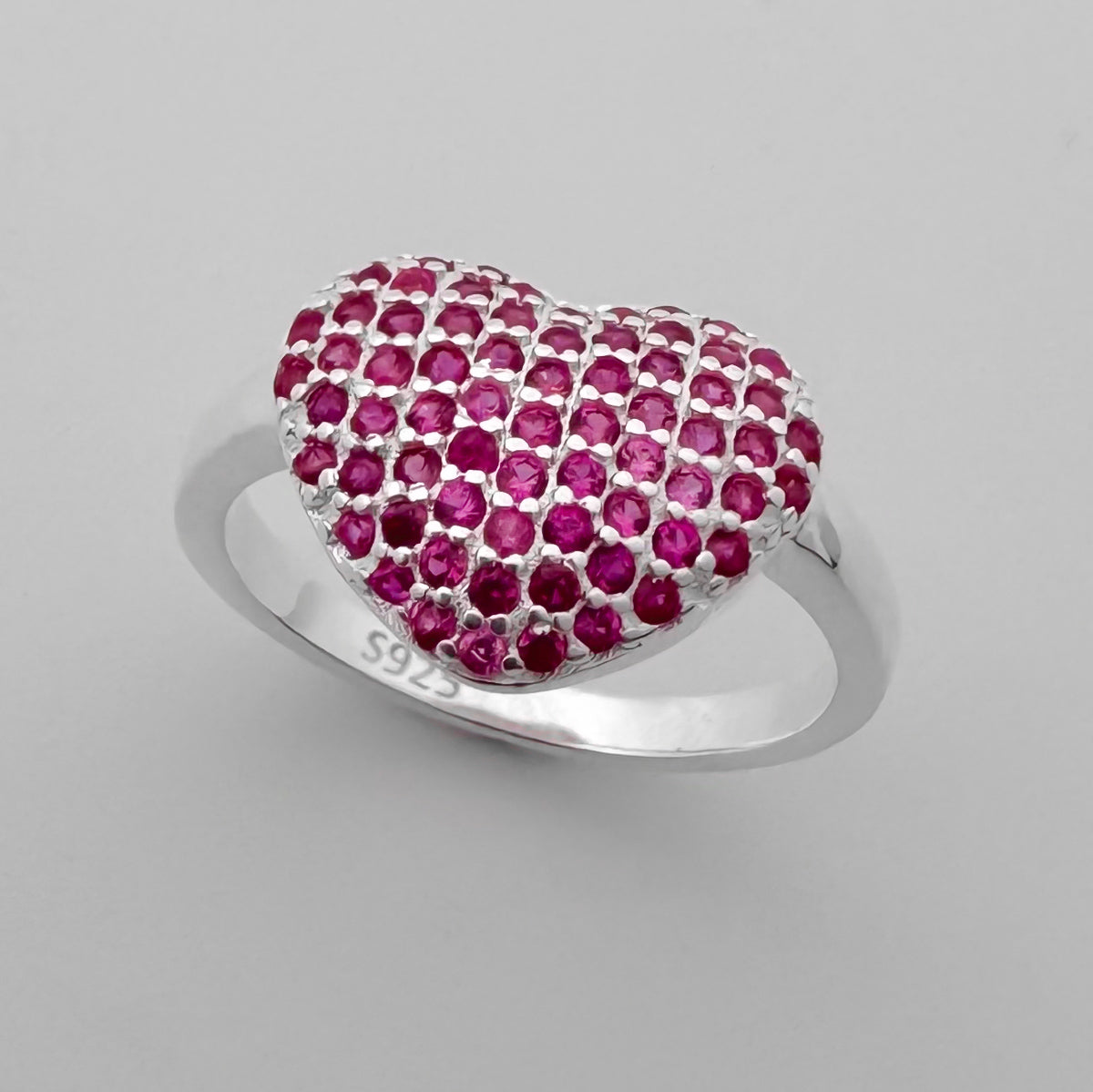 Anillo corazón azul y rosado