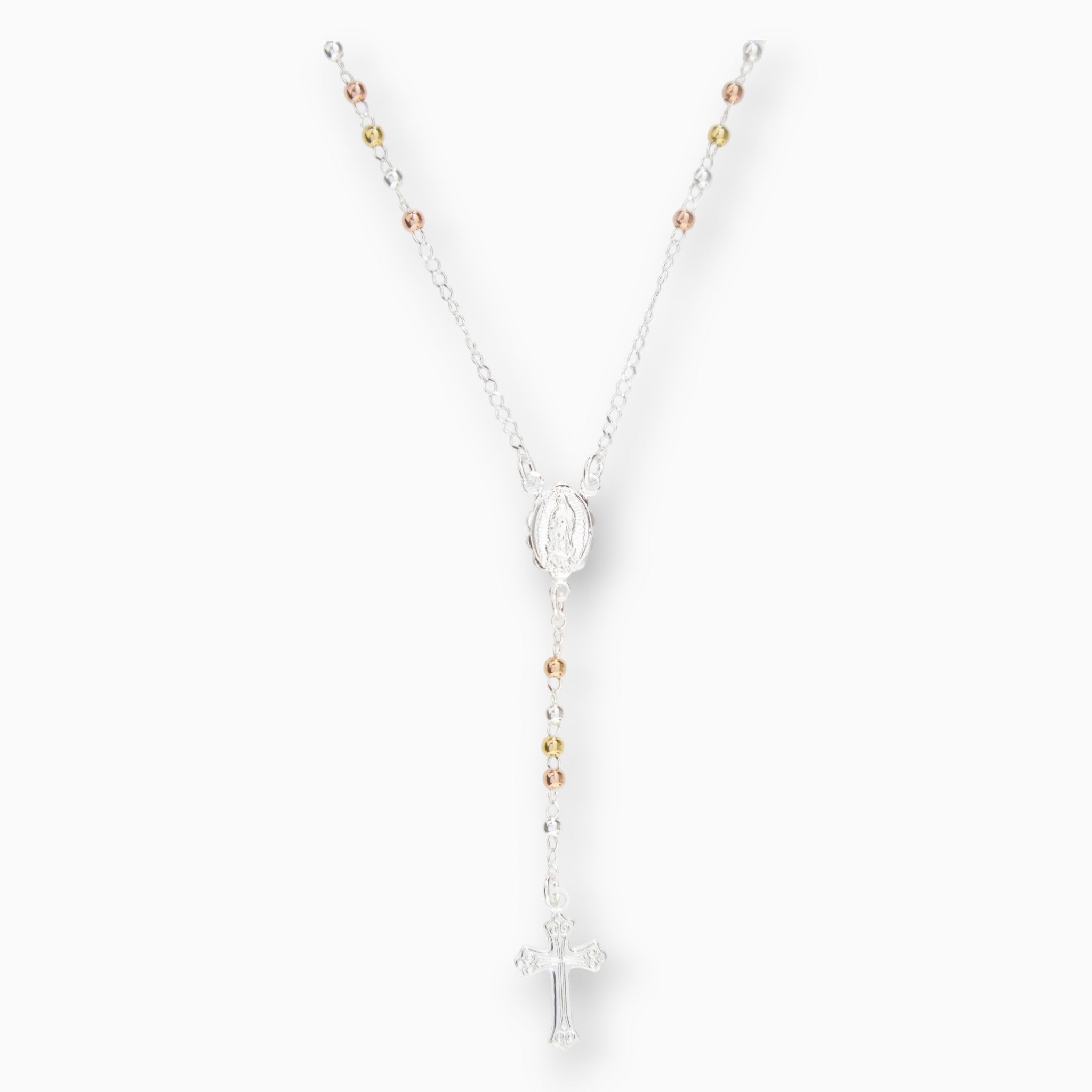 Rosario 'Fe Radiante' – Plata Ley 925 y Balines Tricolor