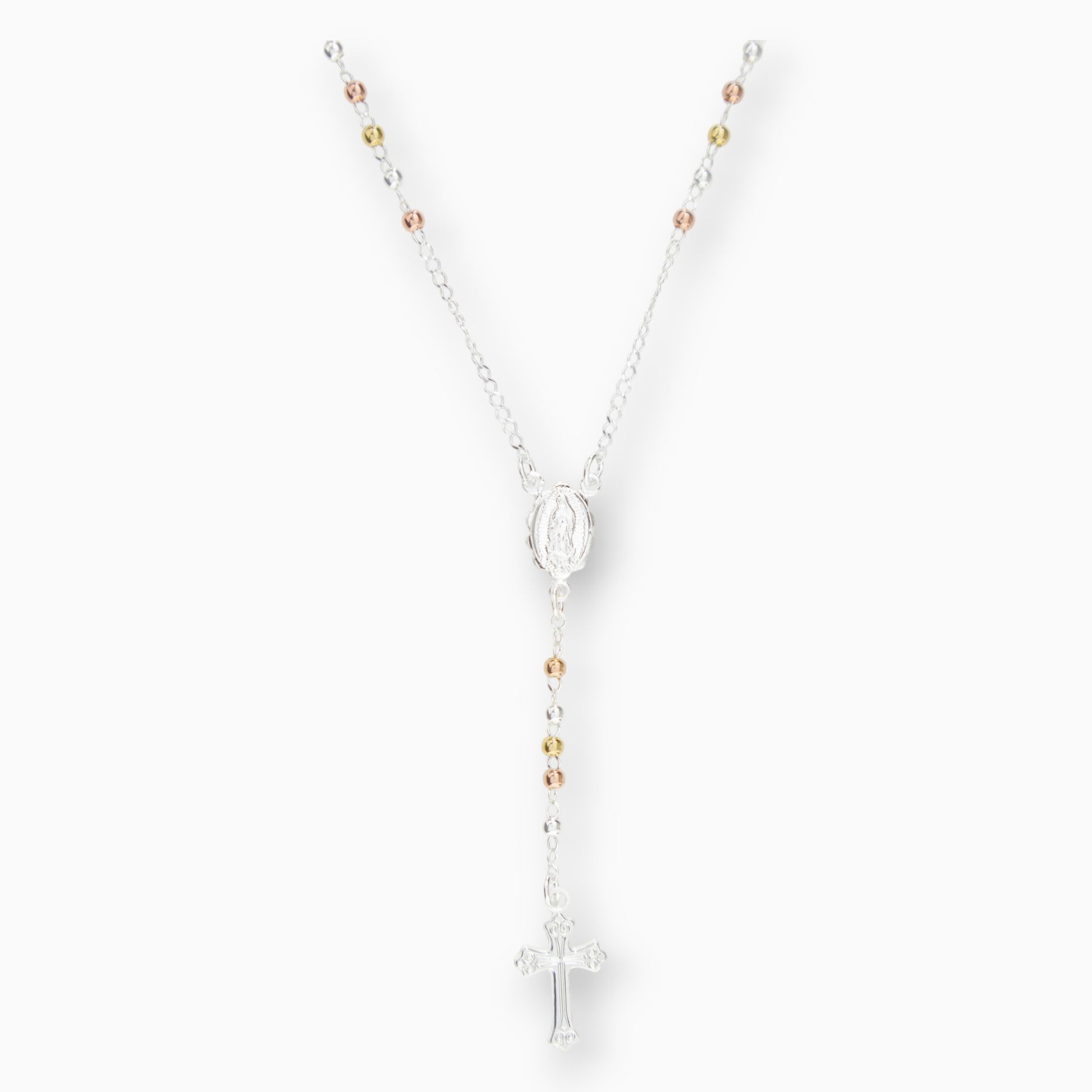 Rosario 'Fe Radiante' – Plata Ley 925 y Balines Tricolor