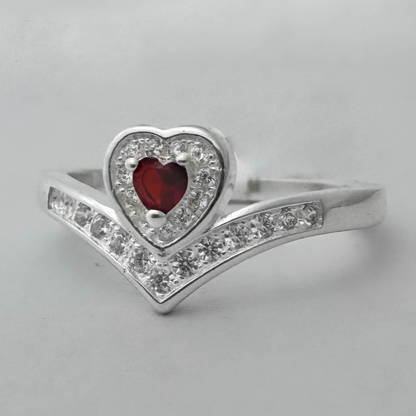 Anillo corona corazon rojo
