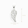 Juego de aretes colgantes y dije en forma de ala celestial calada en plata ley 925 con circones.