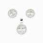 Set de topos y dije Árbol de la Vida en plata ley 925 con cerco de circones blancos