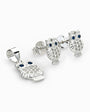 Set de topos y dije con diseño de búho en plata ley 925, circones blancos y ojos azules