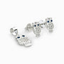 Set de topos y dije con diseño de búho en plata ley 925, circones blancos y ojos azules