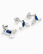 Set de topos y dije con diseño de colibrí azul en plata ley 925 y circones