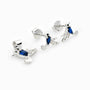 Set de topos y dije con diseño de colibrí azul en plata ley 925 y circones