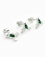 Set de topos y dije con diseño de colibrí verde en plata ley 925 y circones