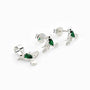 Set de topos y dije con diseño de colibrí verde en plata ley 925 y circones