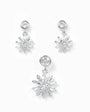 Set de aretes y dije diseño margarita con circones en plata ley 925