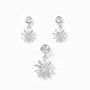 Set de aretes y dije diseño margarita con circones en plata ley 925
