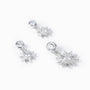 Set de aretes y dije diseño margarita con circones en plata ley 925