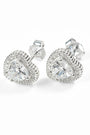 Set de topos y dije corazón con circones blancos en plata ley 925 para mujer