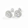 Set de topos y dije corazón con circones blancos en plata ley 925 para mujer