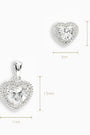 Set de topos y dije corazón con circones blancos en plata ley 925 para mujer