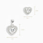 Set de topos y dije corazón con circones blancos en plata ley 925 para mujer