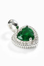 Set de topos y dije corazón con circones verdes en plata ley 925 para mujer
