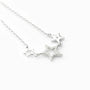 Set de topos y cadena con estrellas enlazadas en plata ley 925 engastadas con circones.