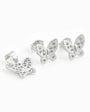 Set de topos y dije con forma de mariposa blanca en plata ley 925 y circones brillantes