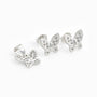 Set de topos y dije con forma de mariposa blanca en plata ley 925 y circones brillantes