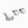 Set de topos y dije de perla y flor en plata ley 925 con cadena de 50 cm