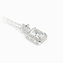 Set de aretes colgantes y dije rectangular en plata ley 925 con circones blancos brillantes.