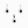 Set de joyas diseño roseta en plata ley 925 con circon negro.