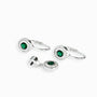 Set de aretes y dije diseño roseta en plata ley 925 y circon verde.
