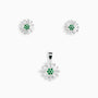 Set de joyas diseño sol en plata ley 925 con circones verdes.