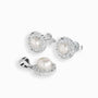 Set de topos y dije con perla central en plata ley 925.